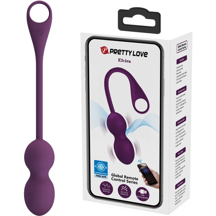 Фиолетовые вагинальные шарики Elvira с управлением через смартфон - Pretty Love. Фотография 2.