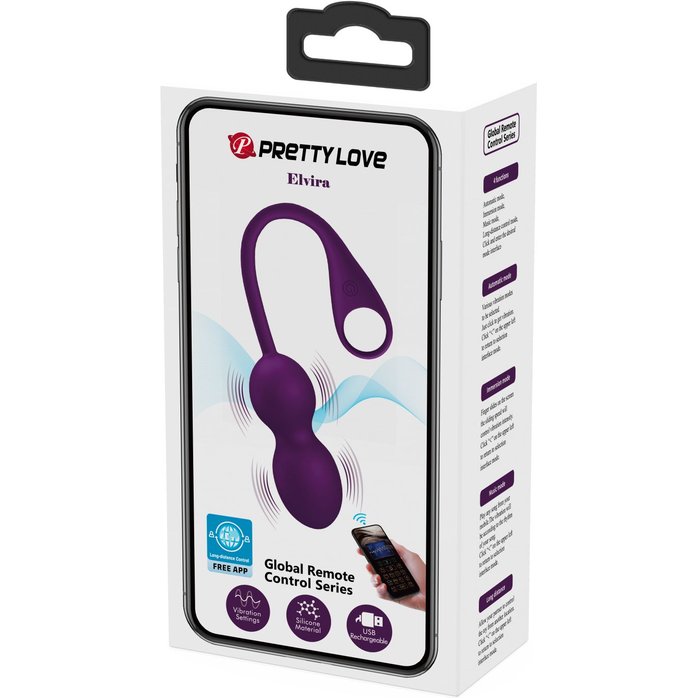 Фиолетовые вагинальные шарики Elvira с управлением через смартфон - Pretty Love. Фотография 3.