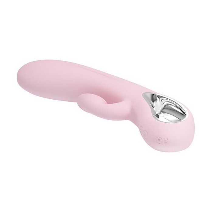 Нежно-розовый вибратор Nicola с вакуумной клиторальной стимуляцией - 24 см - Pretty Love. Фотография 5.