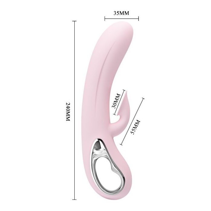 Нежно-розовый вибратор Nicola с вакуумной клиторальной стимуляцией - 24 см - Pretty Love. Фотография 6.