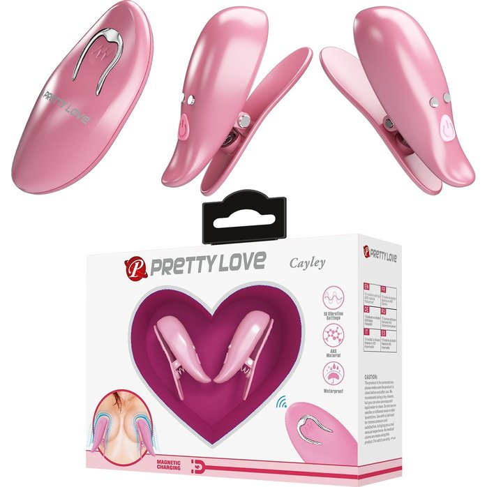 Розовые вибромассажеры для сосков с пультом ДУ Cayley - Pretty Love. Фотография 2.