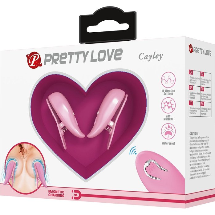 Розовые вибромассажеры для сосков с пультом ДУ Cayley - Pretty Love. Фотография 3.