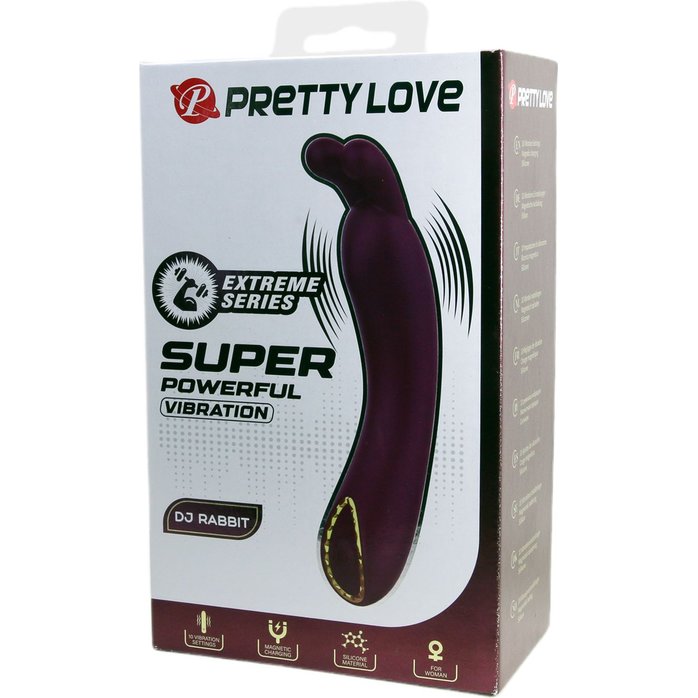Фиолетовый вибратор с ушками DJ Rabbit - 13,9 см - Pretty Love. Фотография 2.