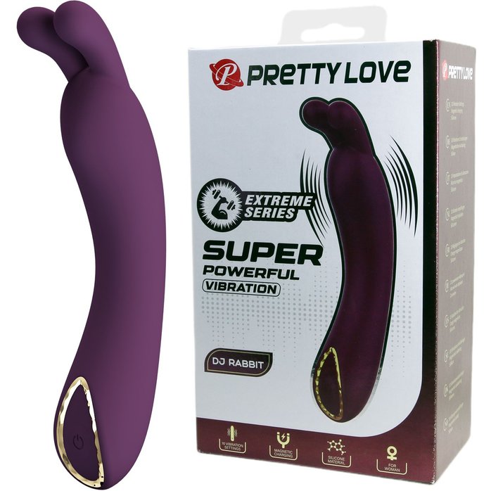 Фиолетовый вибратор с ушками DJ Rabbit - 13,9 см - Pretty Love. Фотография 3.