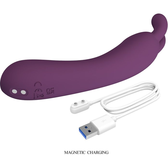 Фиолетовый вибратор с ушками DJ Rabbit - 13,9 см - Pretty Love. Фотография 8.