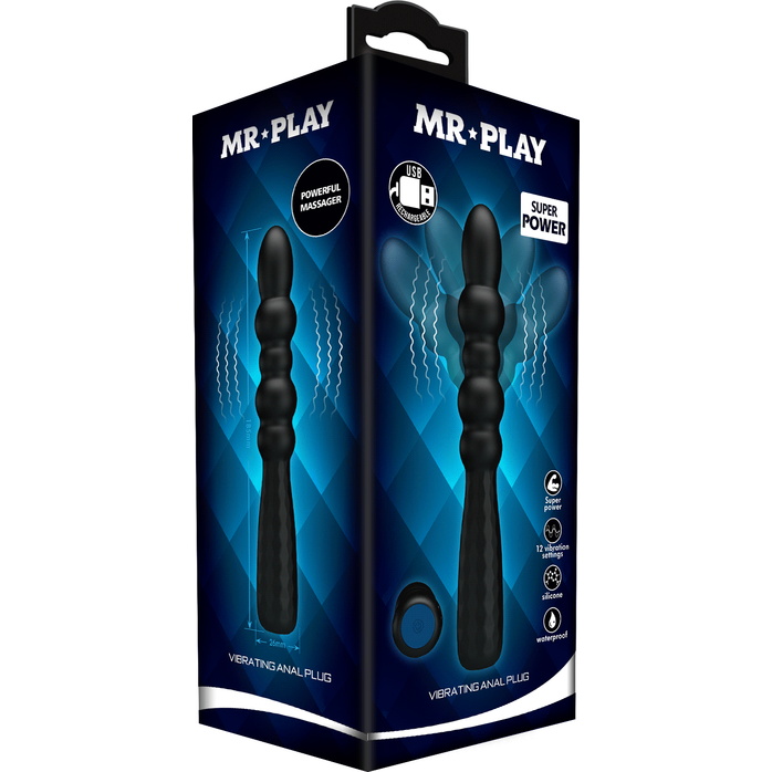 Черный гибкий анальный вибратор - 18,5 см - Mr.Play. Фотография 10.