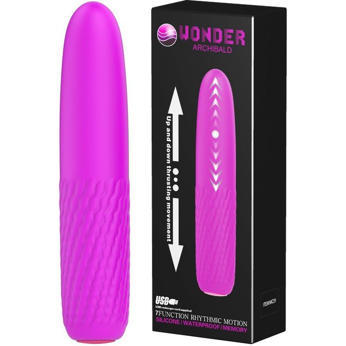 Лиловый перезаряжаемый вибратор с возвратно-поступательными движениями - 14,9 см. Фотография 2.