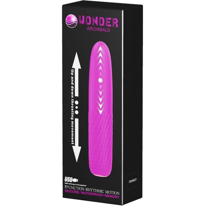 Лиловый перезаряжаемый вибратор с возвратно-поступательными движениями - 14,9 см. Фотография 3.