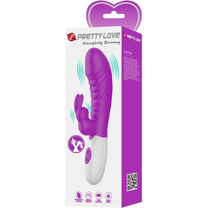 Лиловый вибратор-кролик Naughty Bunny - 19,8 см - Pretty Love. Фотография 2.