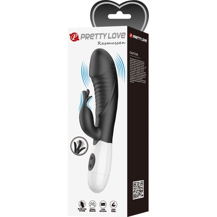 Черный вибратор-кролик Rasmussen - 19,8 см - Pretty Love. Фотография 11.