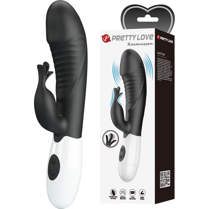 Черный вибратор-кролик Rasmussen - 19,8 см - Pretty Love. Фотография 3.
