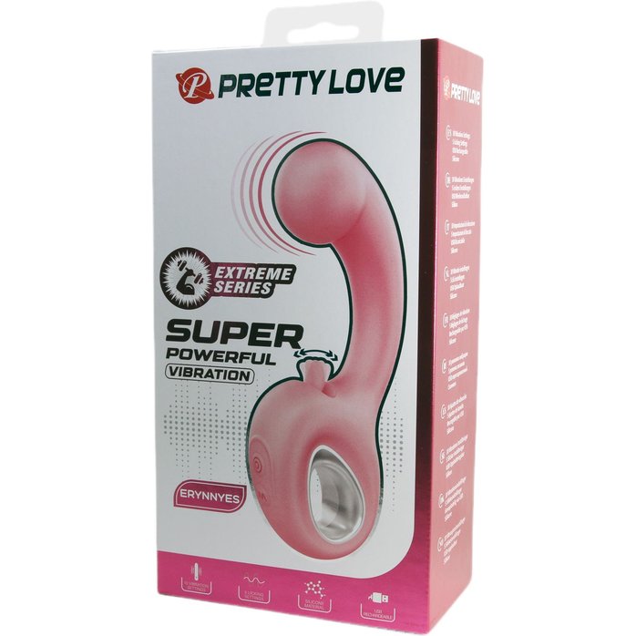 Розовый вибратор для точки G с подвижным язычком Erynnyes - 15,4 см - Pretty Love. Фотография 2.