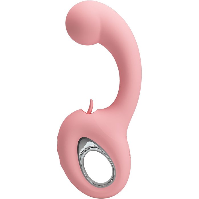 Розовый вибратор для точки G с подвижным язычком Erynnyes - 15,4 см - Pretty Love. Фотография 4.