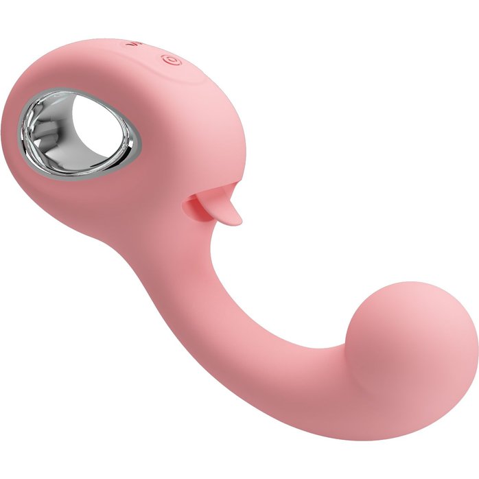 Розовый вибратор для точки G с подвижным язычком Erynnyes - 15,4 см - Pretty Love. Фотография 5.
