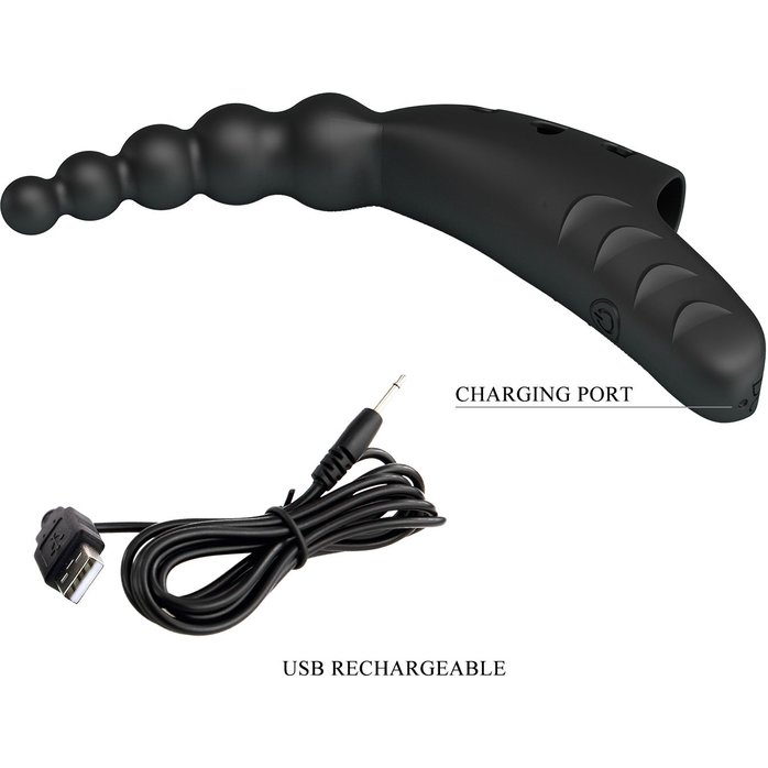 Черный вибратор на палец Jordin - 12,2 см - Pretty Love. Фотография 9.