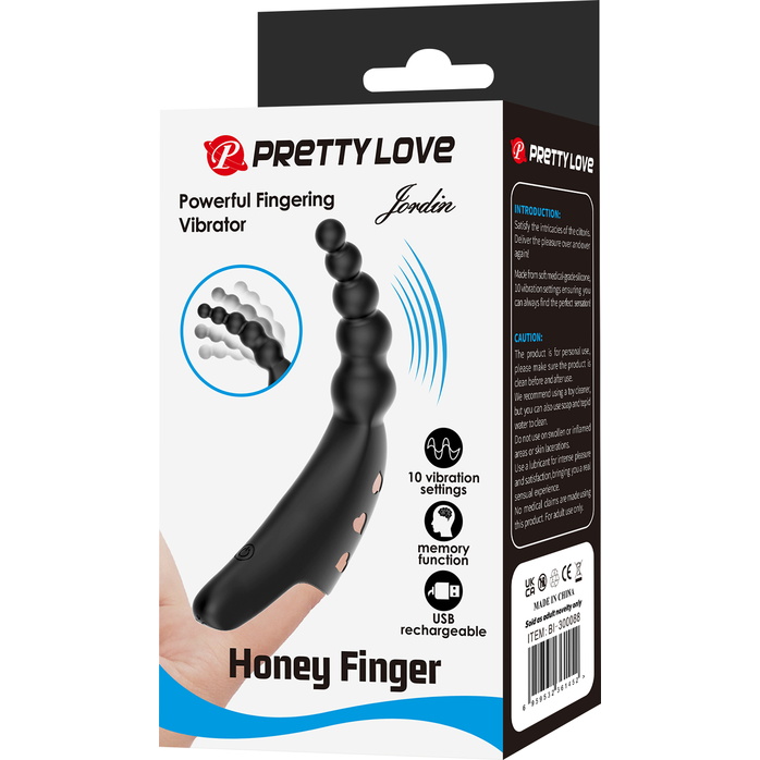 Черный вибратор на палец Jordin - 12,2 см - Pretty Love. Фотография 10.