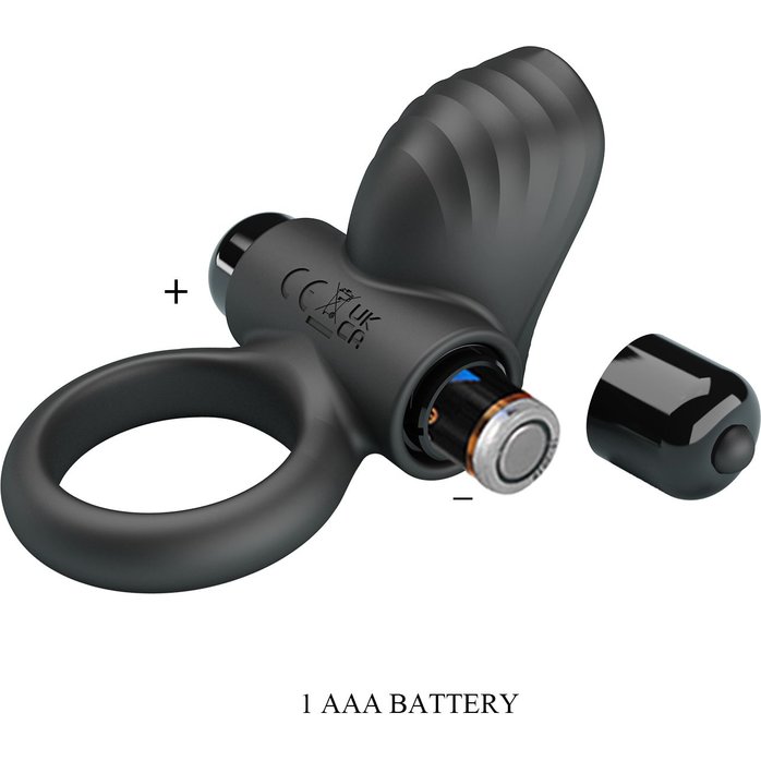 Черное эрекционное кольцо с вибрацией Adrien - Pretty Love. Фотография 11.