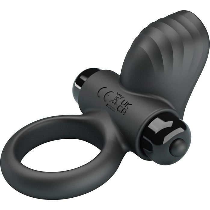 Черное эрекционное кольцо с вибрацией Adrien - Pretty Love. Фотография 7.