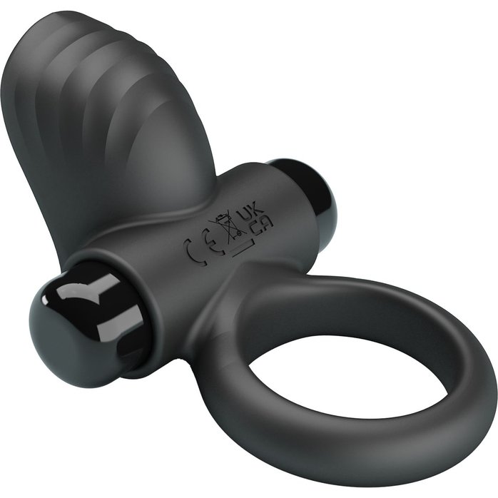 Черное эрекционное кольцо с вибрацией Adrien - Pretty Love. Фотография 8.