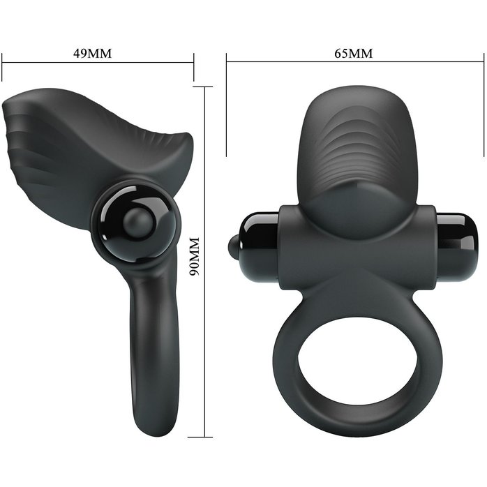 Черное эрекционное кольцо с вибрацией Adrien - Pretty Love. Фотография 9.