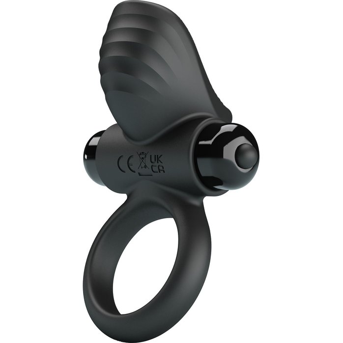 Черное эрекционное кольцо с вибрацией Adrien - Pretty Love
