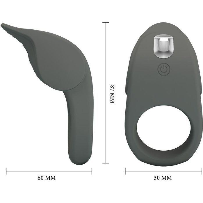 Серое эрекционное кольцо с вибростимуляцией клитора Alto. Фотография 4.