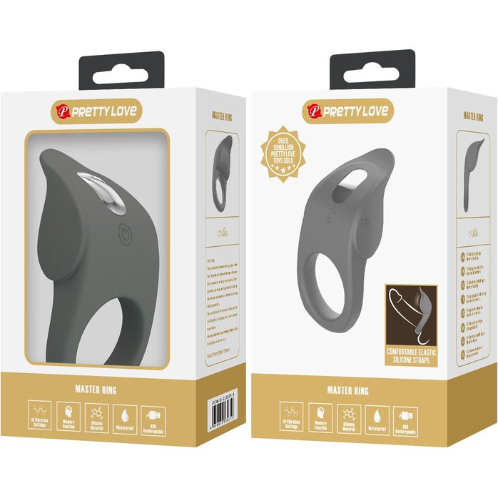 Серое эрекционное кольцо с вибростимуляцией клитора Alto. Фотография 5.