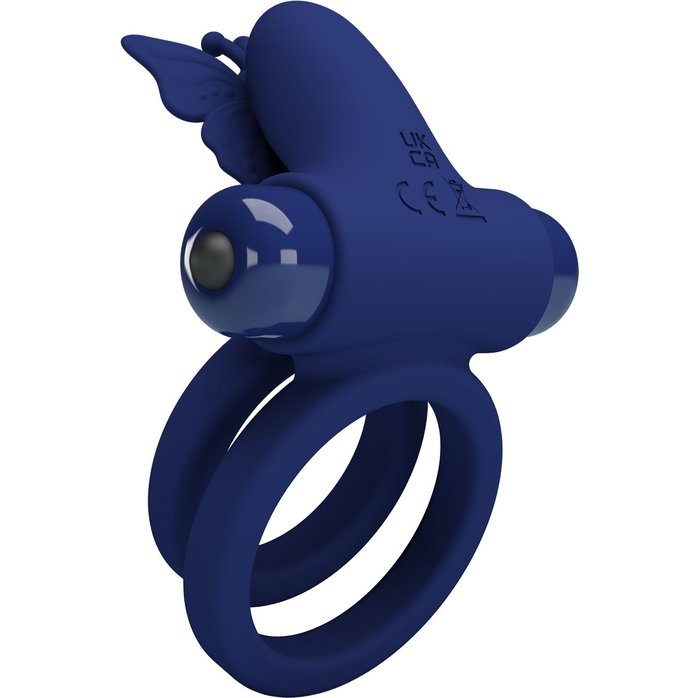 Синее эрекционное кольцо с вибростимуляцией клитора - Pretty Love. Фотография 2.