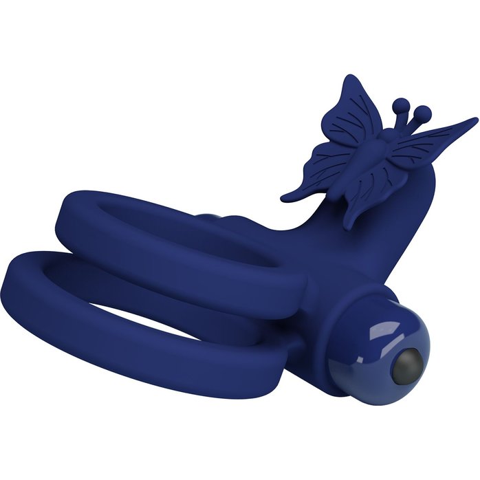 Синее эрекционное кольцо с вибростимуляцией клитора - Pretty Love. Фотография 3.