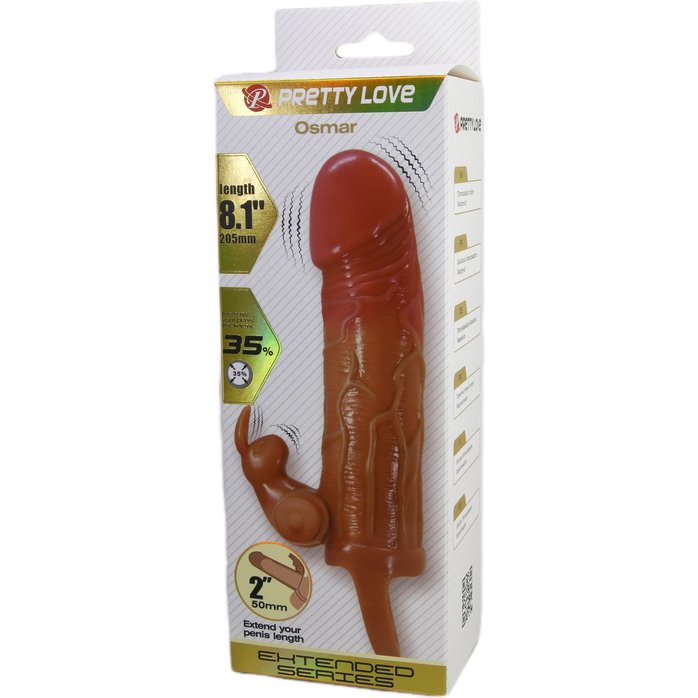 Карамельная вибронасадка с клиторальным стимулятором Osmar - 20,5 см - Pretty Love. Фотография 3.