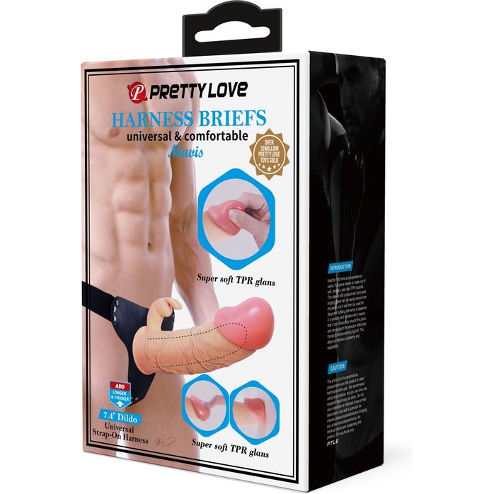 Телесный мужской страпон Mavis - Pretty Love. Фотография 5.