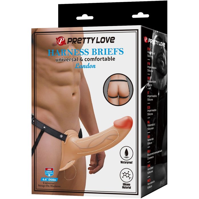 Телесный полый мужской страпон London - 16,8 см - Pretty Love. Фотография 3.