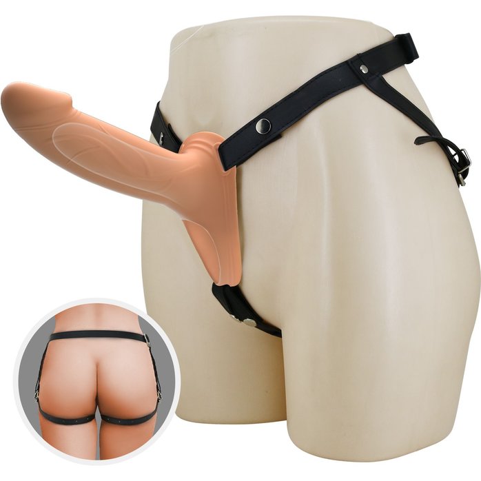 Телесный полый мужской страпон London - 16,8 см - Pretty Love