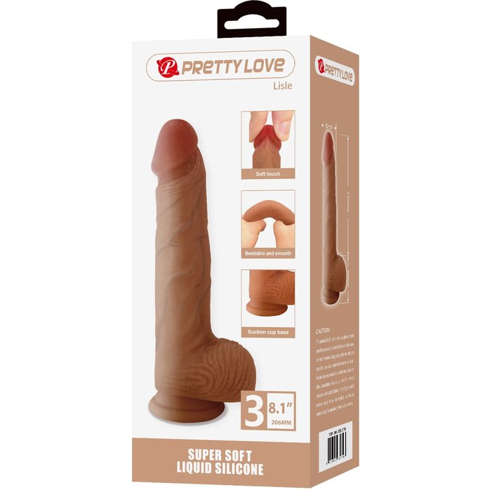Телесный фаллоимитатор из жидкого силикона Lisle - 20,6 см - Pretty Love. Фотография 2.