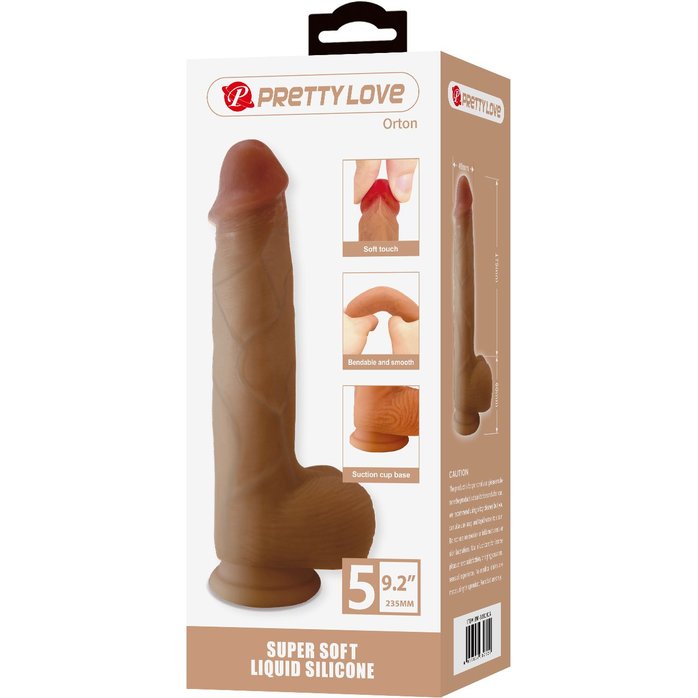 Телесный фаллоимитатор из жидкого силикона Orton - 23,5 см - Pretty Love. Фотография 2.