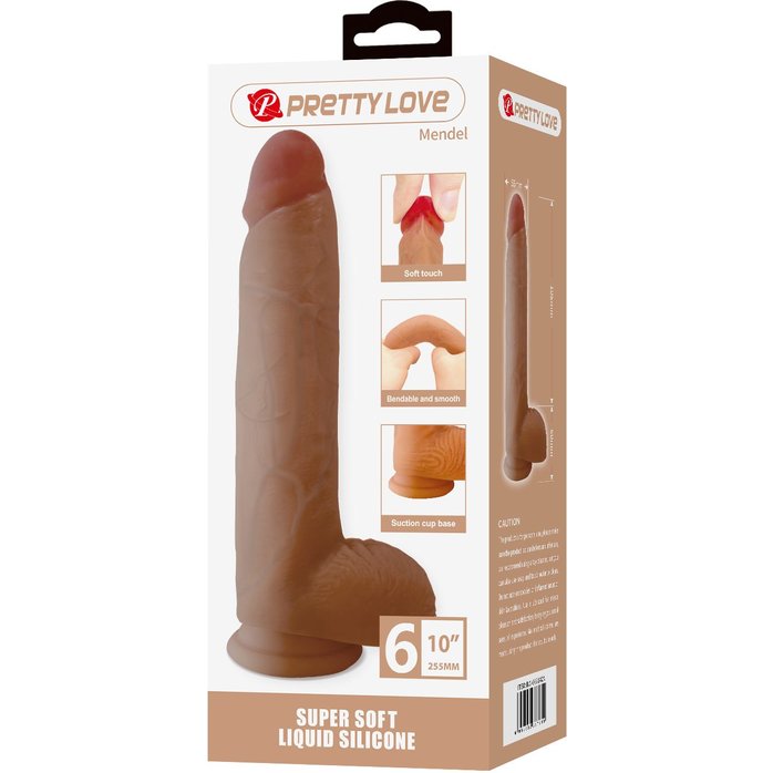 Телесный фаллоимитатор из жидкого силикона Mendel - 25,5 см - Pretty Love. Фотография 2.