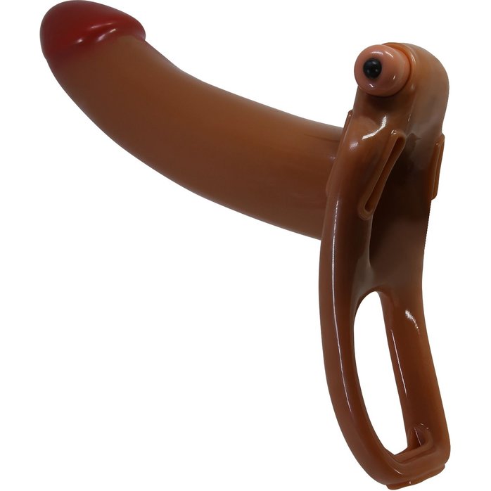 Мужской полый страпон с насадкой цвета карамели Bradden - 17,1 см - Pretty Love. Фотография 4.