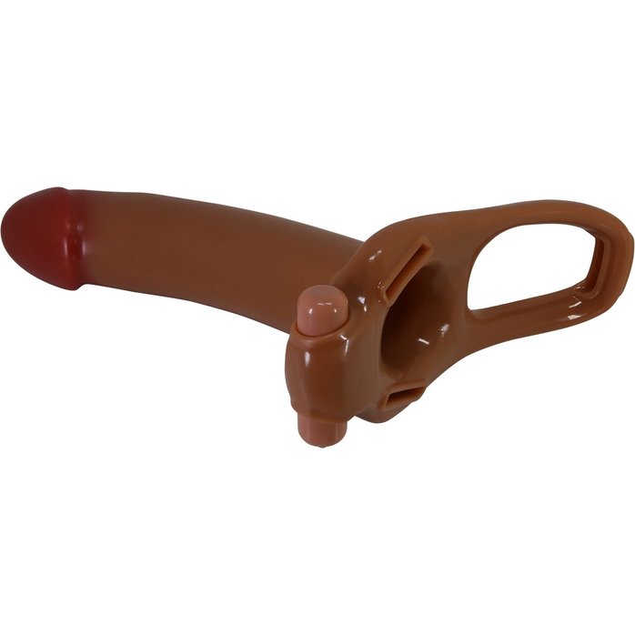 Мужской полый страпон с насадкой цвета карамели Bradden - 17,1 см - Pretty Love. Фотография 5.