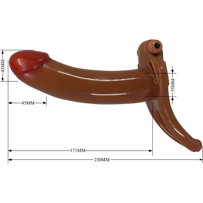 Мужской полый страпон с насадкой цвета карамели Bradden - 17,1 см - Pretty Love. Фотография 6.