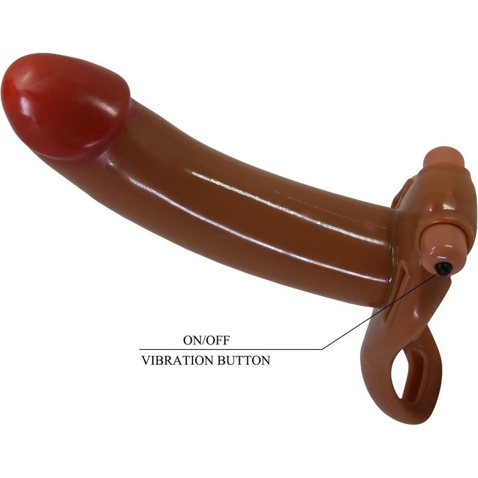 Мужской полый страпон с насадкой цвета карамели Bradden - 17,1 см - Pretty Love. Фотография 7.