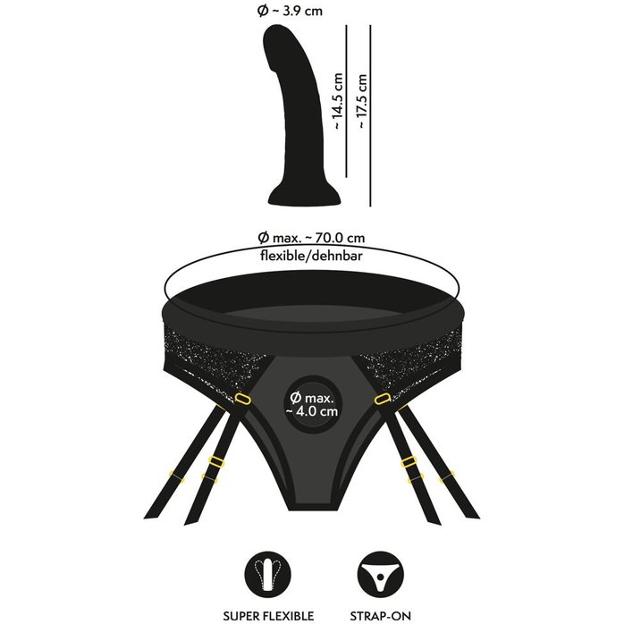 Черный женский страпон Strap-on Set: трусики и насадка - You2Toys. Фотография 12.