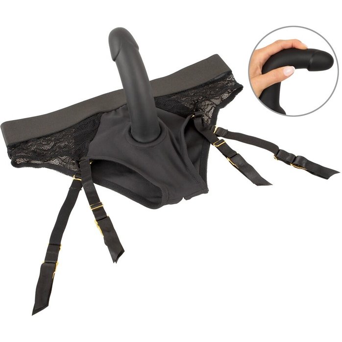 Черный женский страпон Strap-on Set: трусики и насадка - You2Toys. Фотография 9.