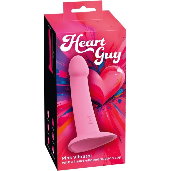 Розовый вибростимулятор на присоске Heart Guy - 19 см - You2Toys. Фотография 2.