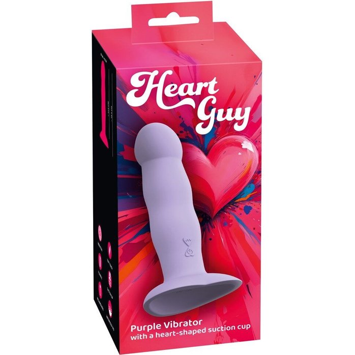 Сиреневый вибростимулятор на присоске Heart Guy - 19,5 см - You2Toys. Фотография 2.