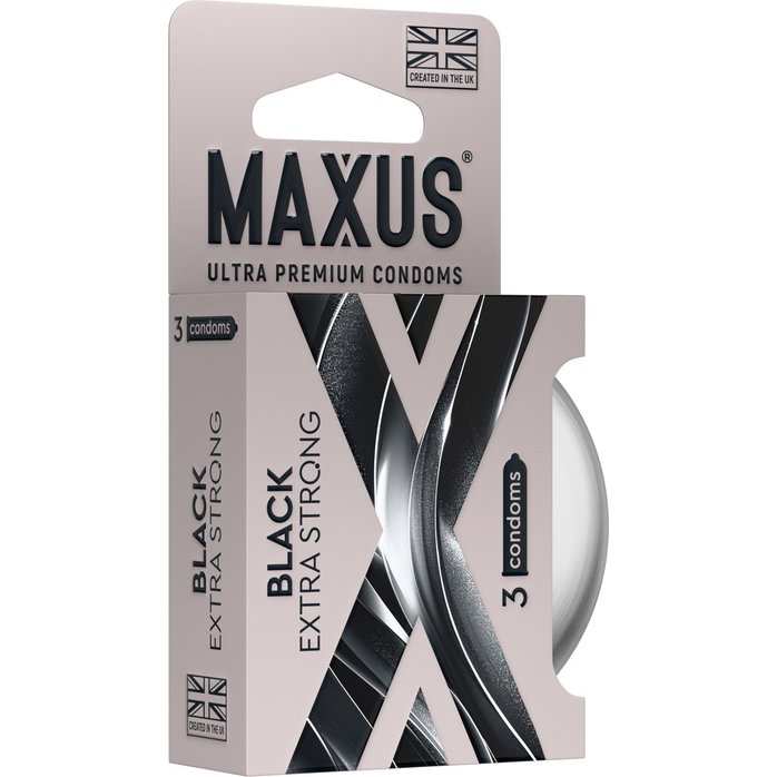 Черные утолщенные презервативы MAXUS Extra Strong с железным кейсом - 3 шт