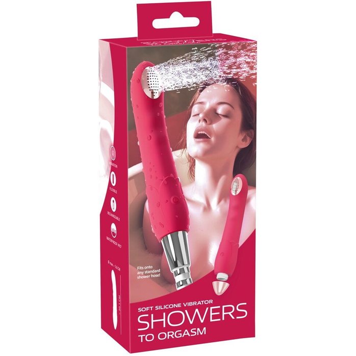 Малиновая насадка на душ с вибрацией Showers to orgasm - 20,1 см - You2Toys. Фотография 7.