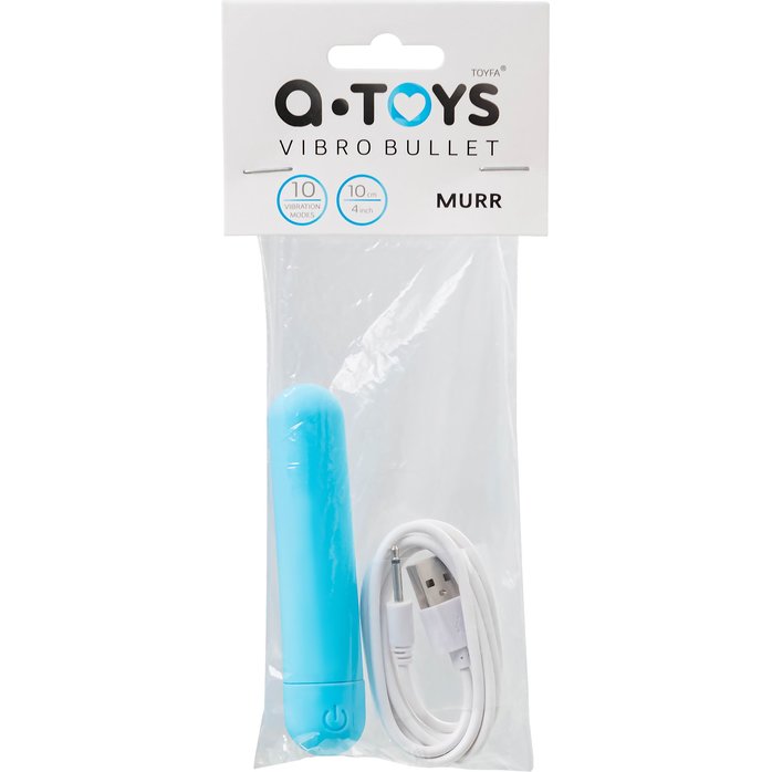 Голубая силиконовая перезаряжаемая вибропуля Murr - 10 см. Фотография 8.