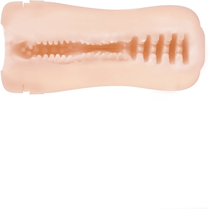 Телесный мастурбатор-вагина в колбе из пластика. Фотография 4.