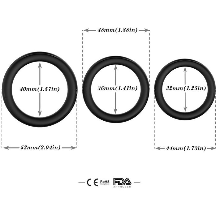 Набор из 3 черных эрекционных колец Stay Hard. Фотография 2.