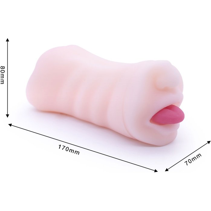Телесный двусторонний мастурбатор - вагина и ротик. Фотография 3.